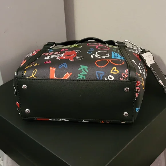 Karl Lagerfeld Adele Paris graffiti satchel - Picture 4 of 10